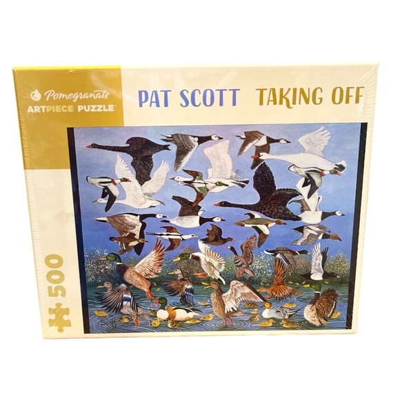 NIP Pomegranate Pat Scott 500 Piece Puzzle Geese Themed “Taking Off” - Picture 1 of 4